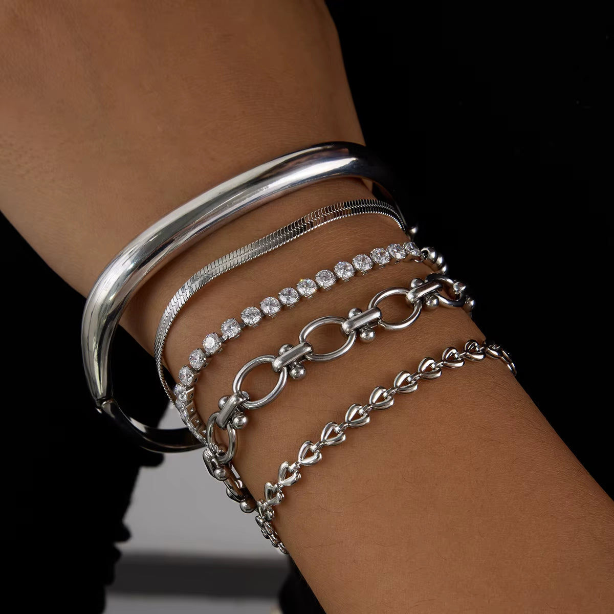 5pc Buckle Square Bracelet Stack