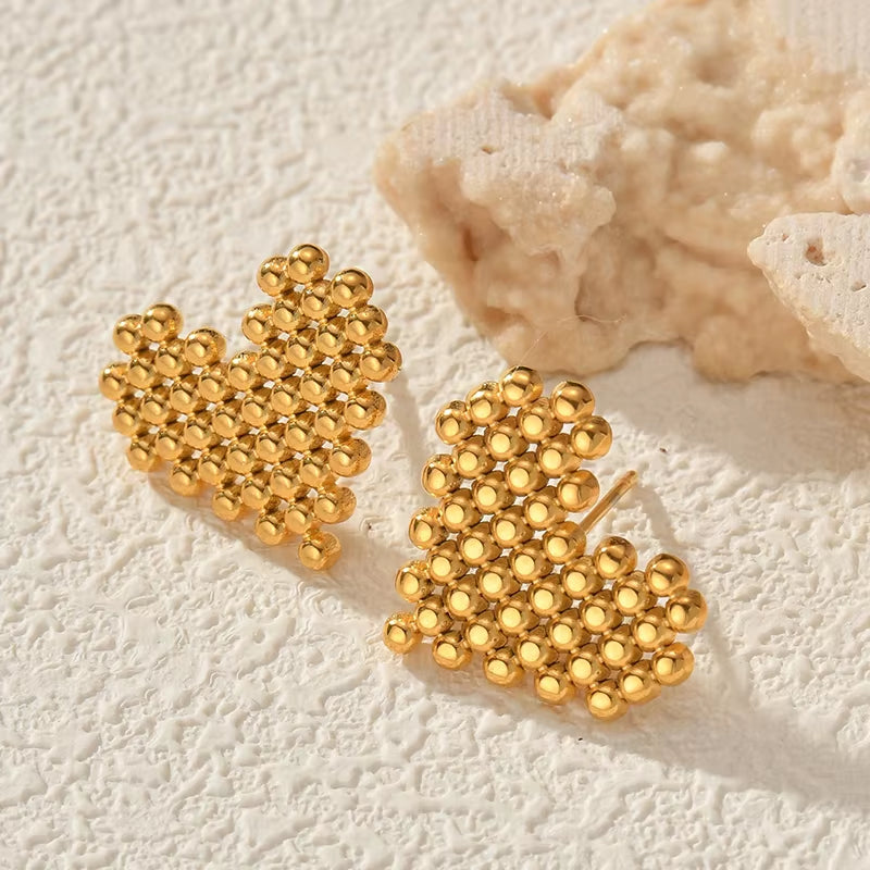 Dotted Heart Stud Earrings