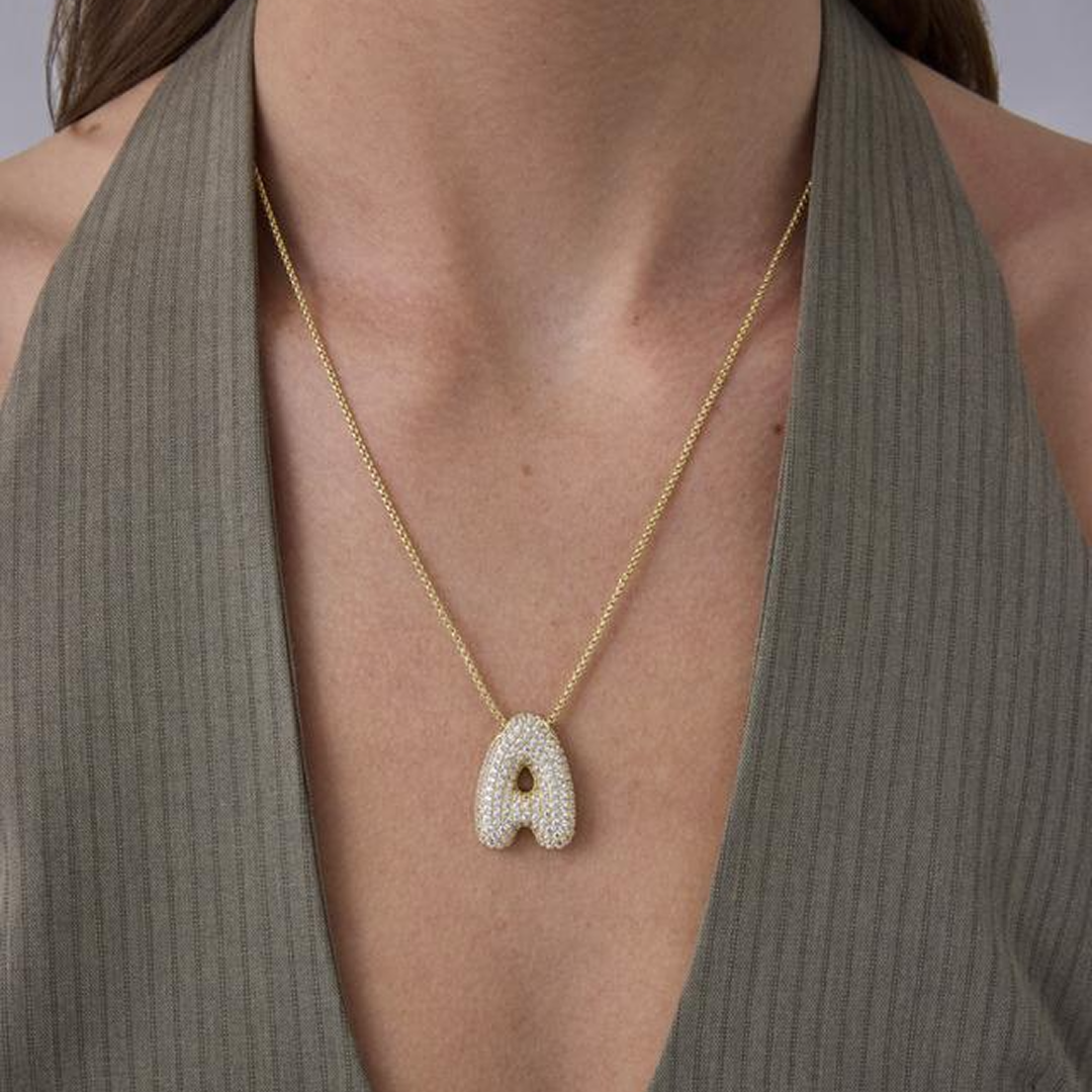 A-Z Bubble Bling Initial Necklace