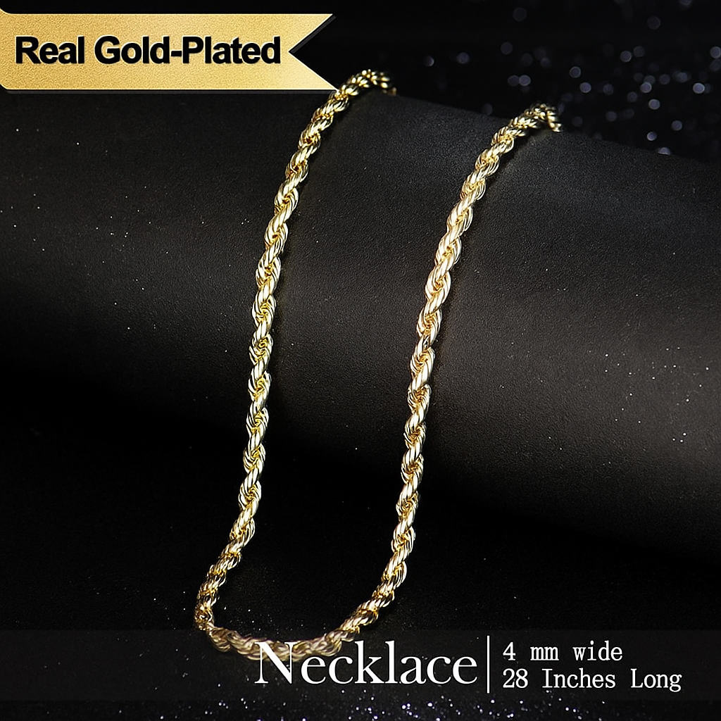 14K Gold Plated Rope Chain Necklace