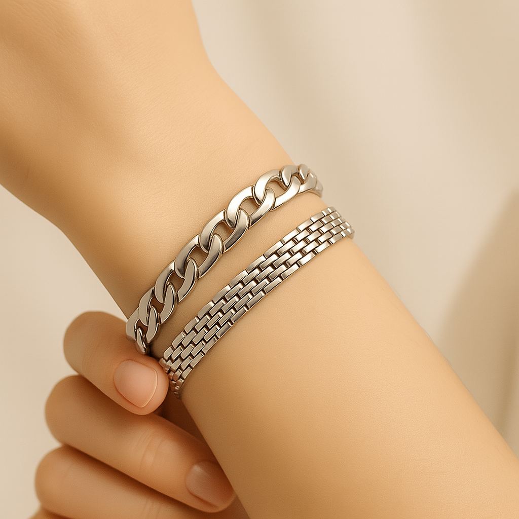 2pc 14k Chunky Link Bracelets