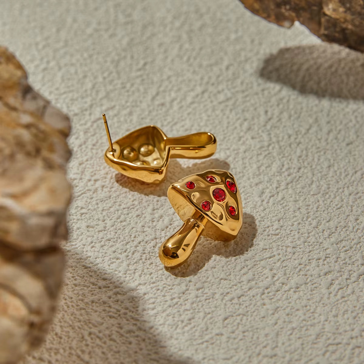 Ruby Mushroom Stud Earrings