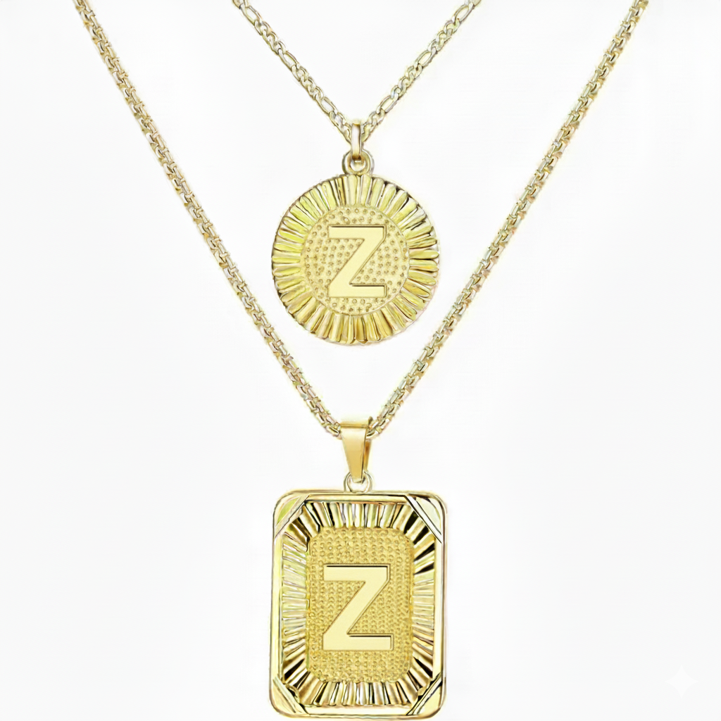 2pc 18K Initial Necklace