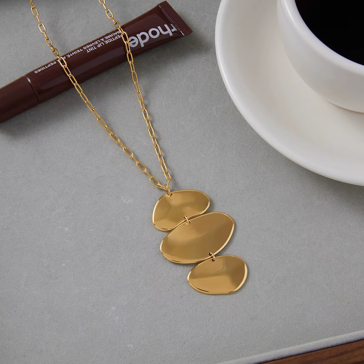 18K Stacked Meditation Stone Necklace