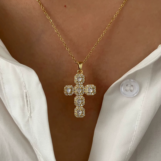 Diamond Cross Link Chain Necklace