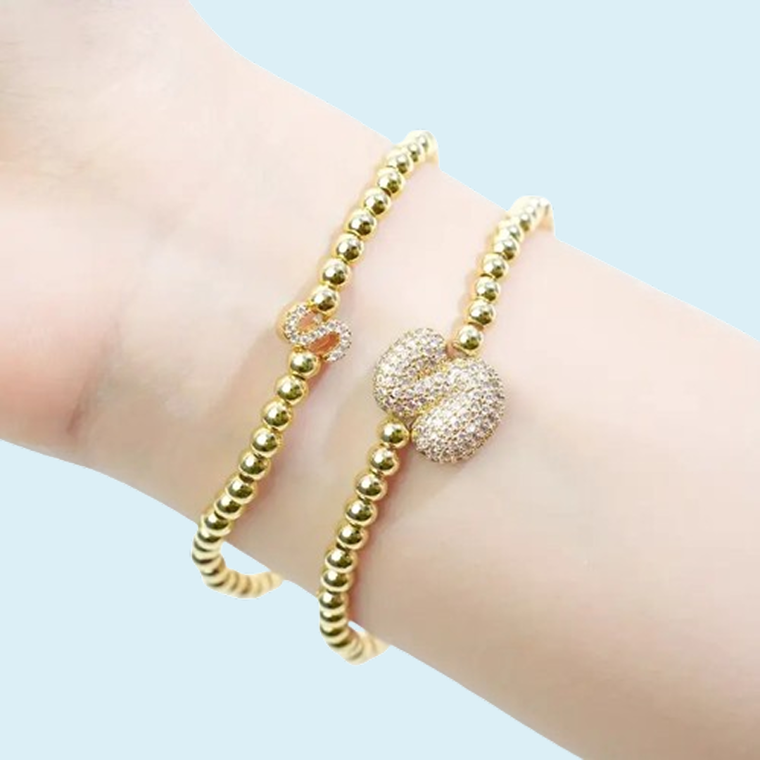 A-Z Bubble Initial Beaded Bracelet Set