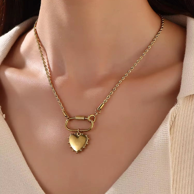 Carabiner Heart Statement Necklace
