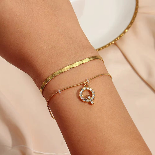 A-Z Herringbone Initial Necklace