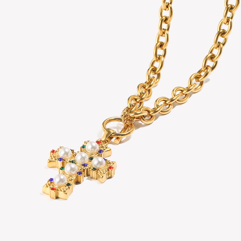 Royal Cross Pearl Necklace