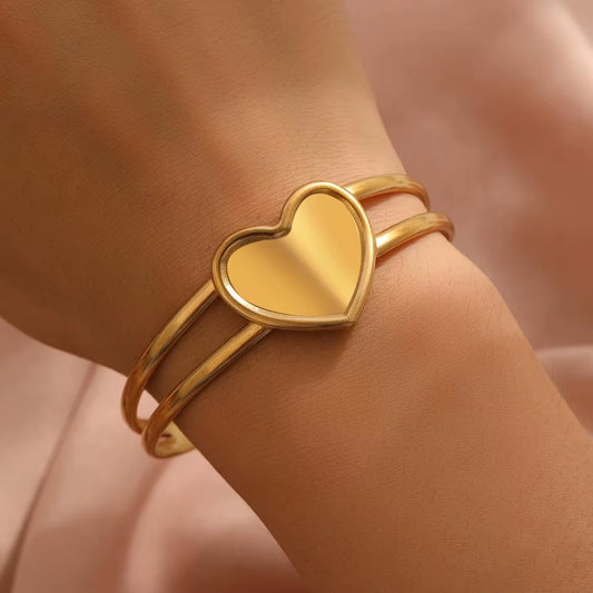 Filled Heart Cuff Bracelet