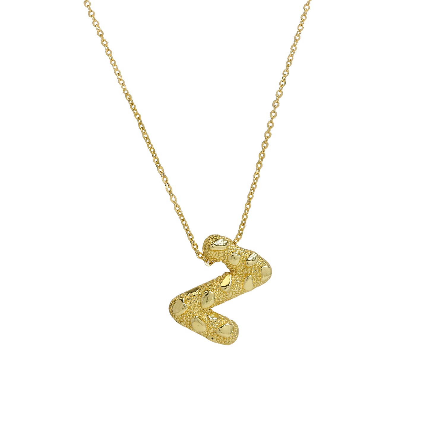 A-Z Textured Bubble Initial Necklace