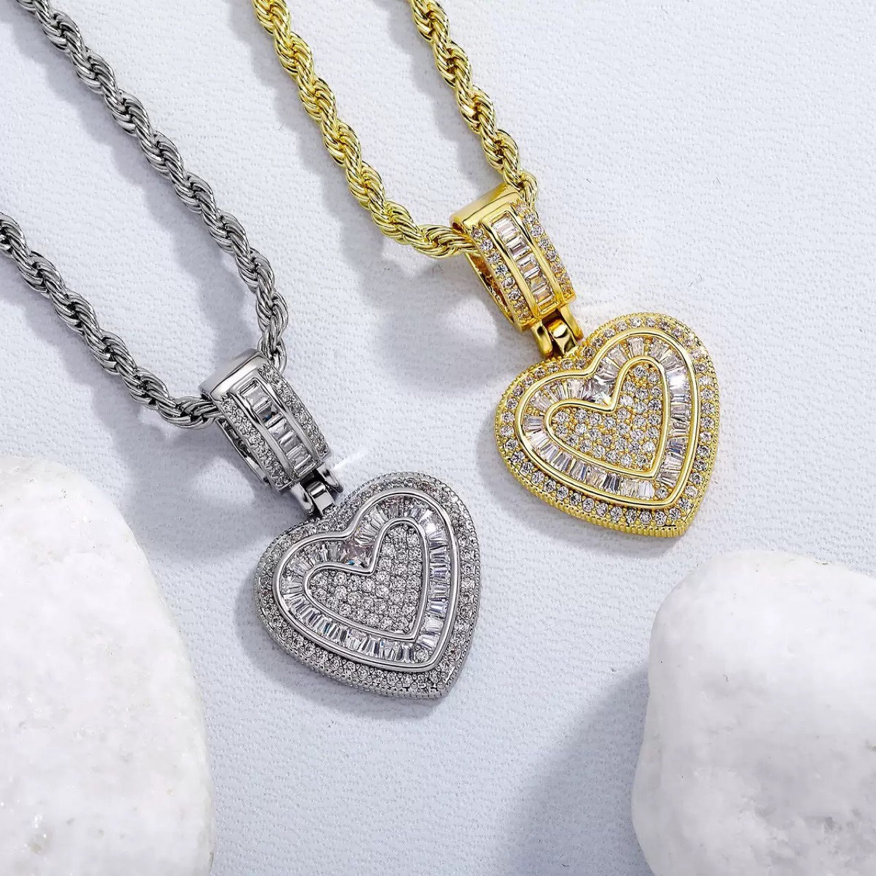 Diamond Heart Statement Necklace
