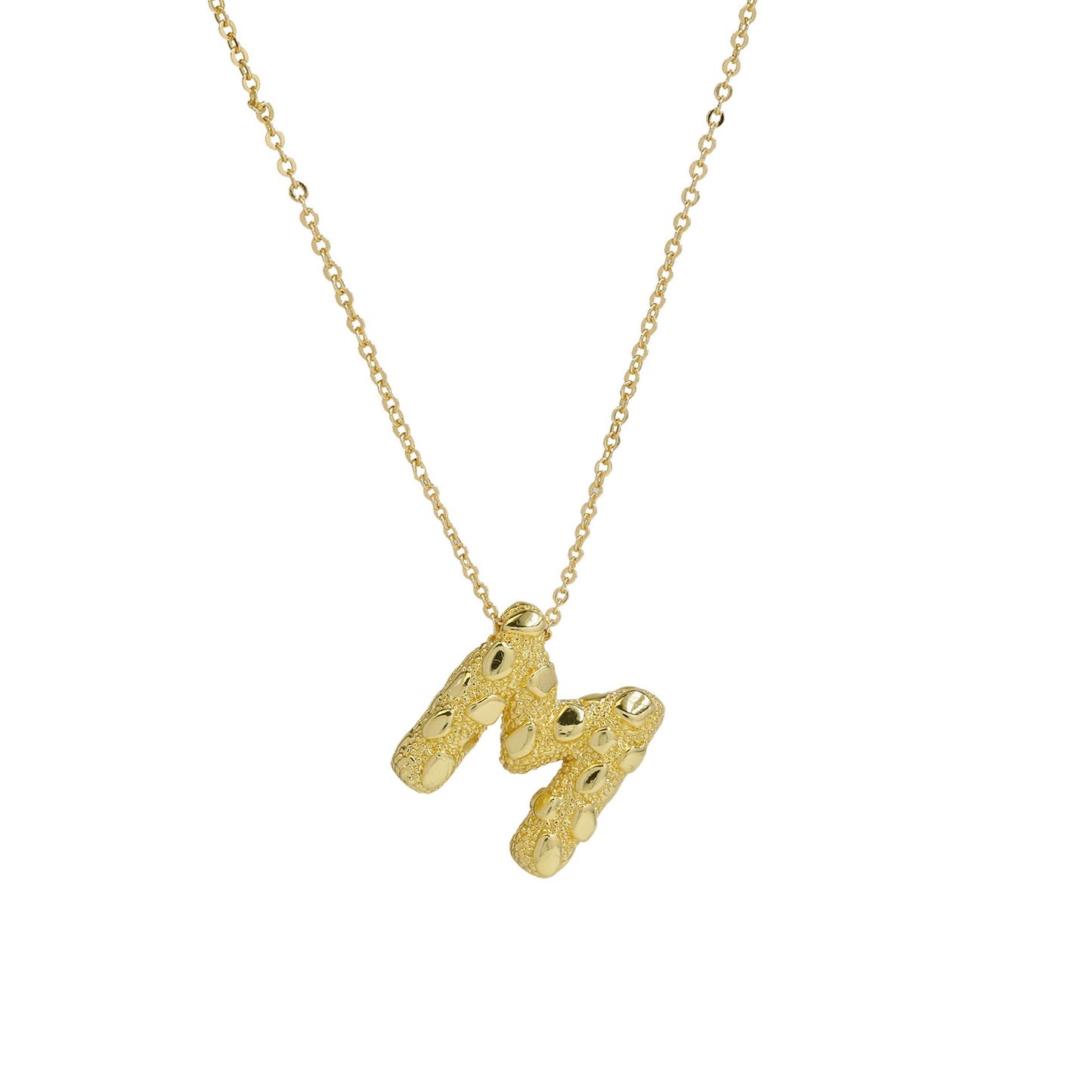 A-Z Textured Bubble Initial Necklace