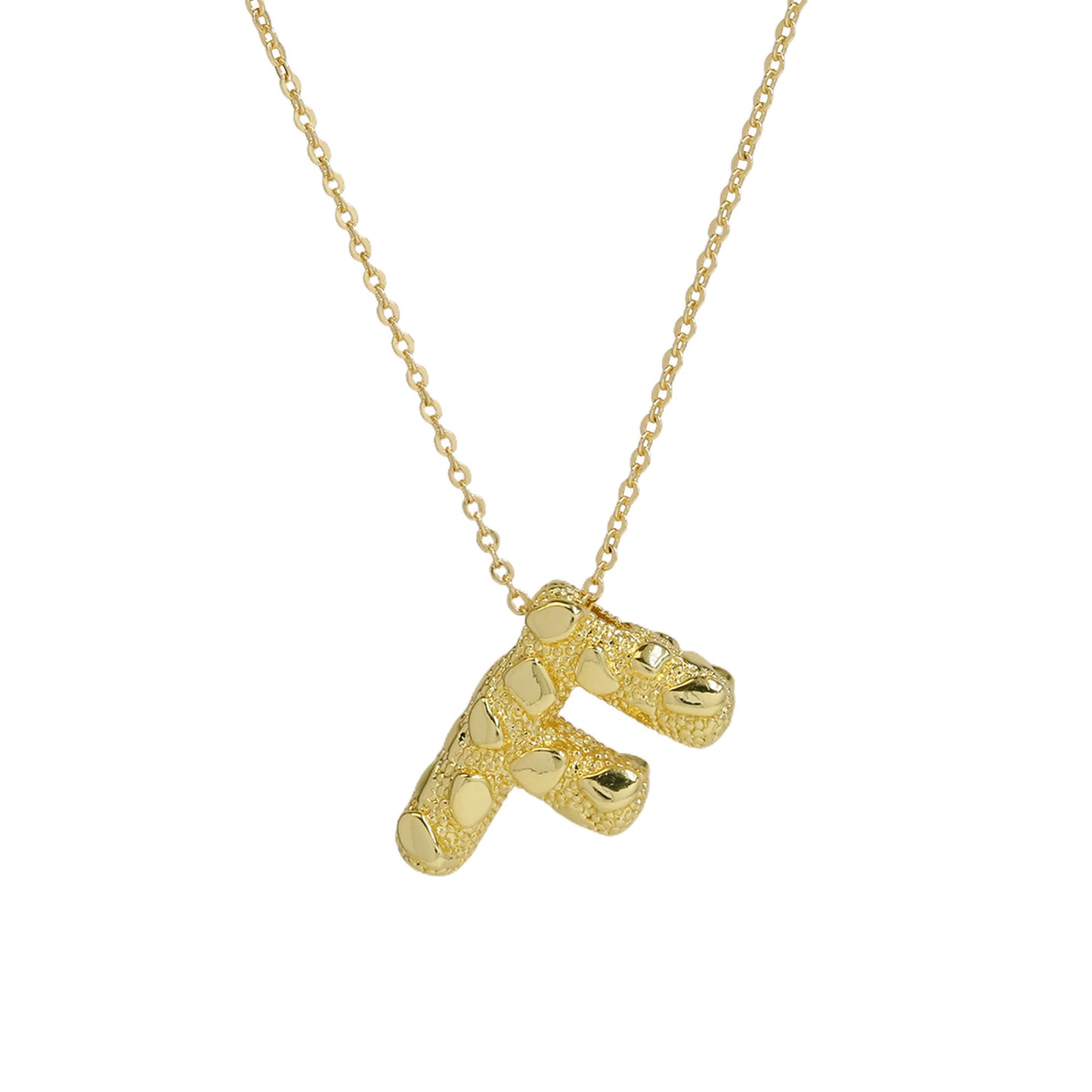 A-Z Textured Bubble Initial Necklace