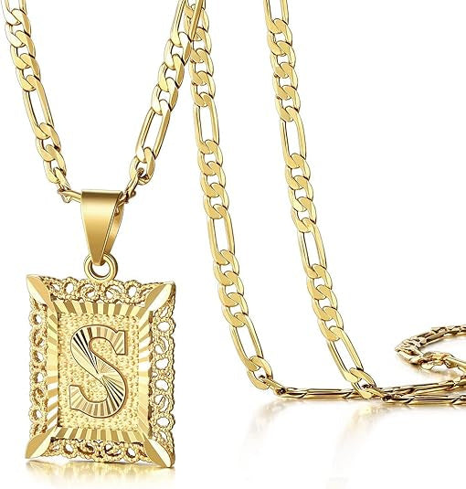 18K Gold Plated Square Letter Necklace