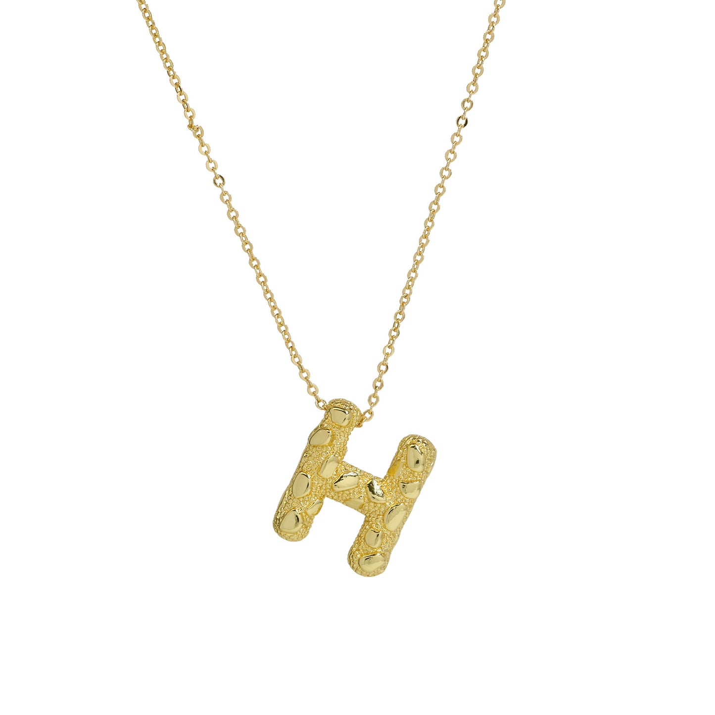 A-Z Textured Bubble Initial Necklace