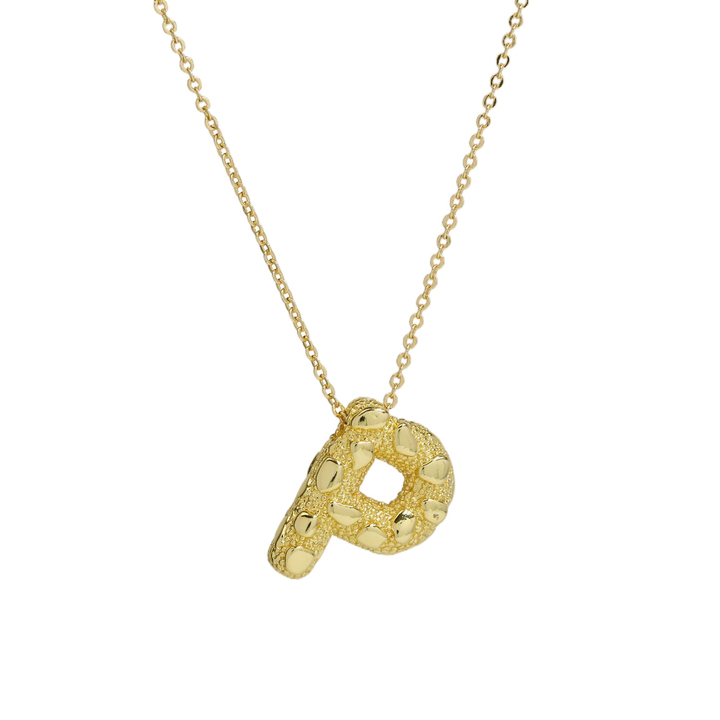 A-Z Textured Bubble Initial Necklace