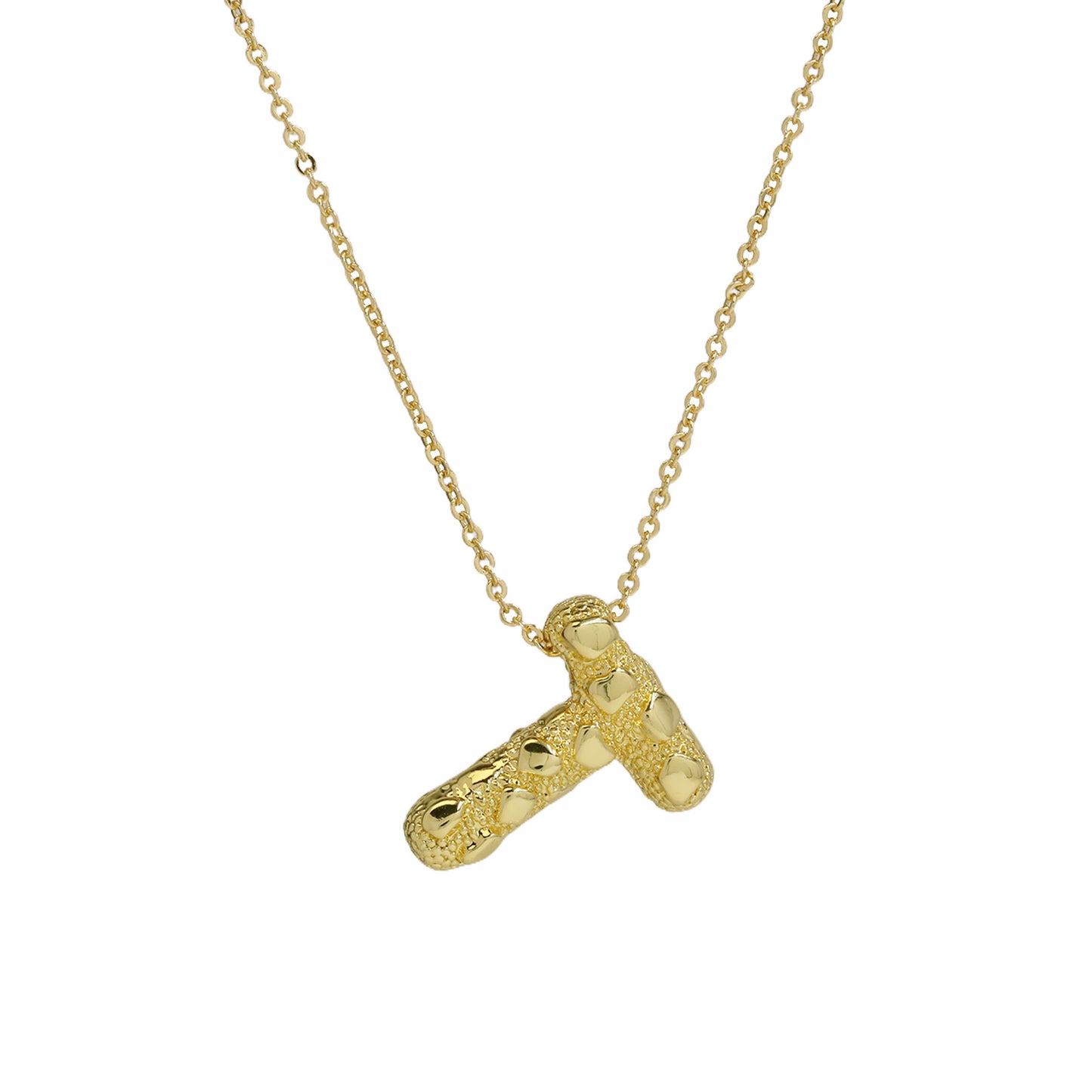 A-Z Textured Bubble Initial Necklace