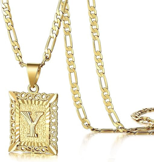 18K Gold Plated Square Letter Necklace