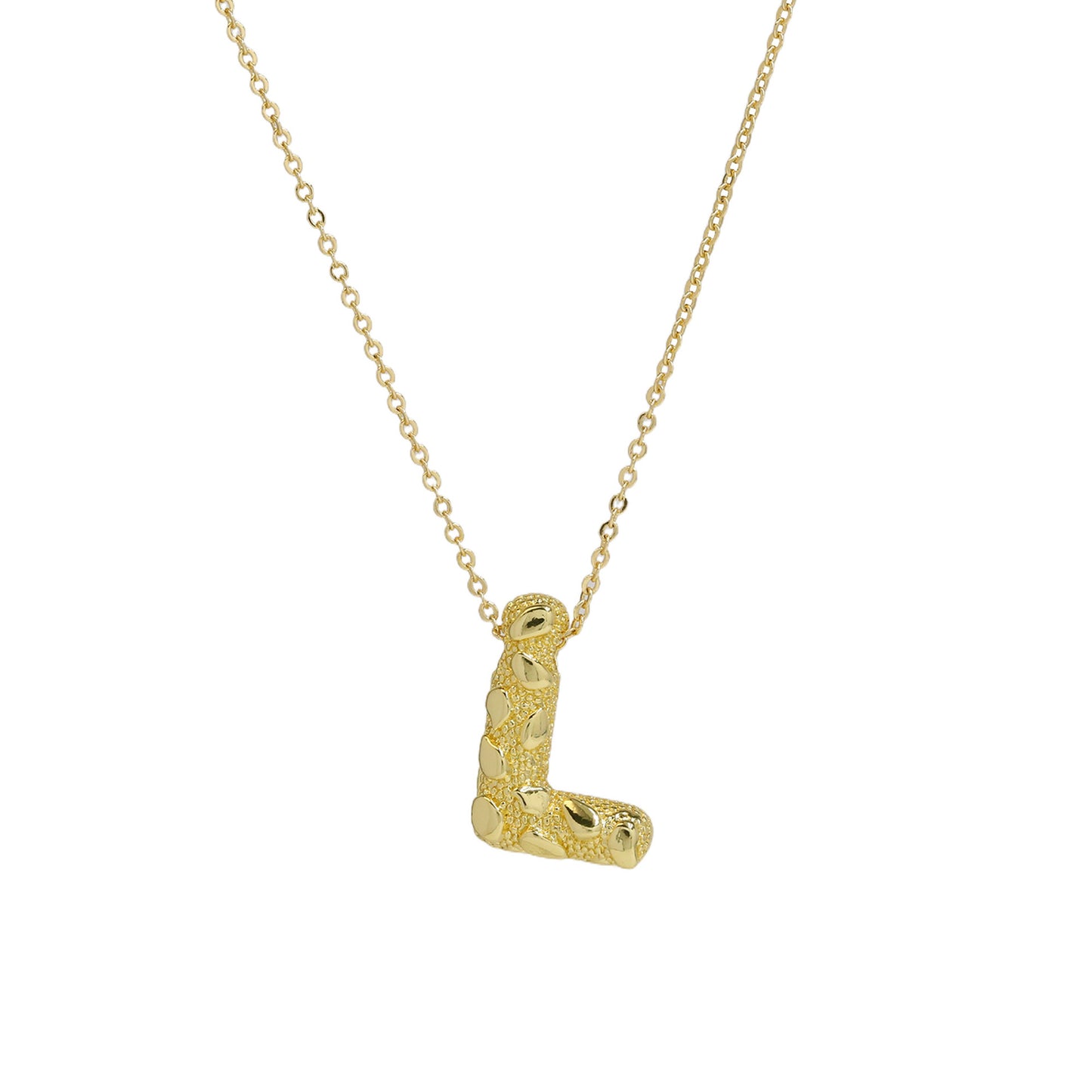 A-Z Textured Bubble Initial Necklace