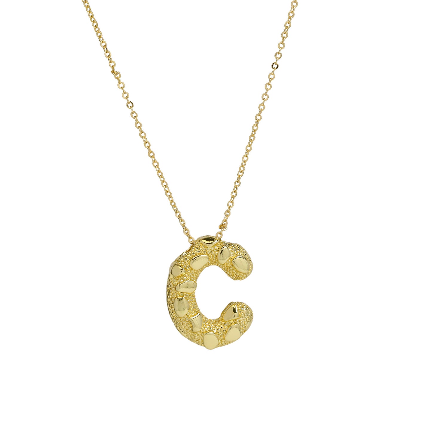 A-Z Textured Bubble Initial Necklace