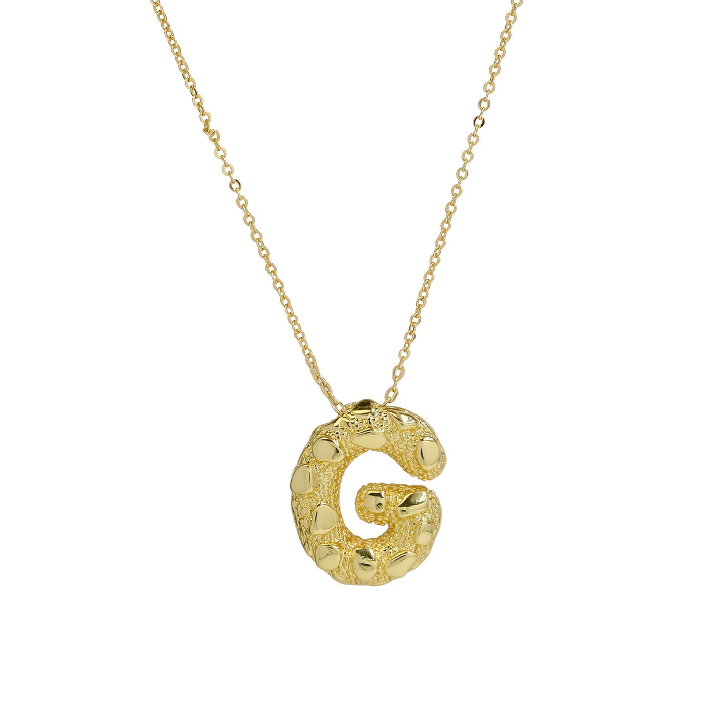 A-Z Textured Bubble Initial Necklace