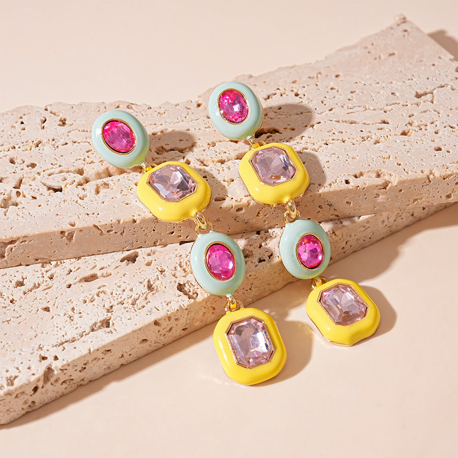 Modern Colorblock Rainbow Earrings