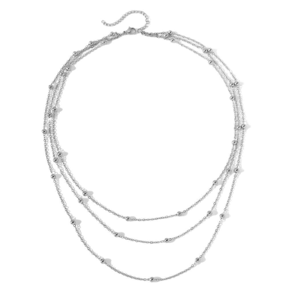 Layered Gold Bead Chain Necklace