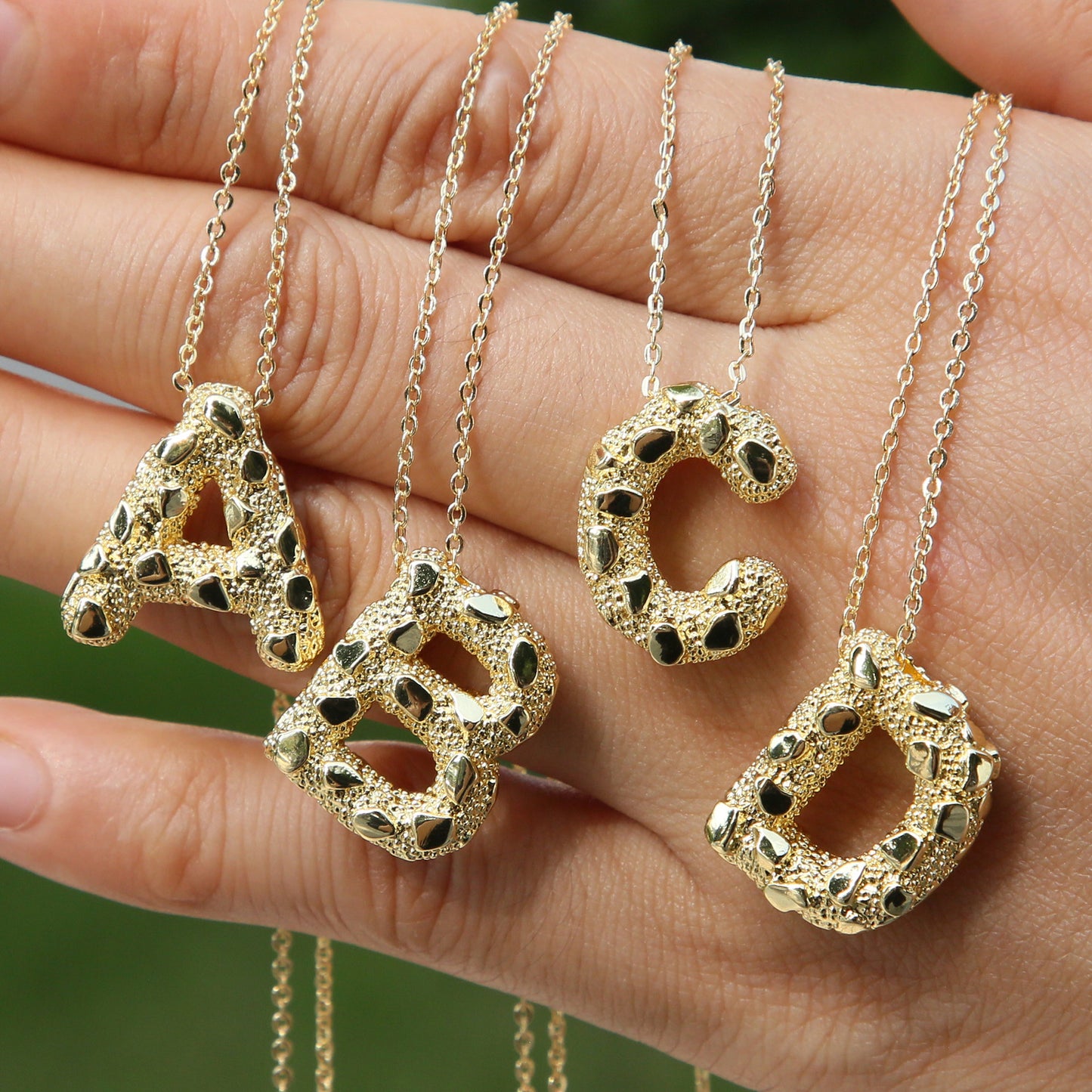 A-Z Textured Bubble Initial Necklace