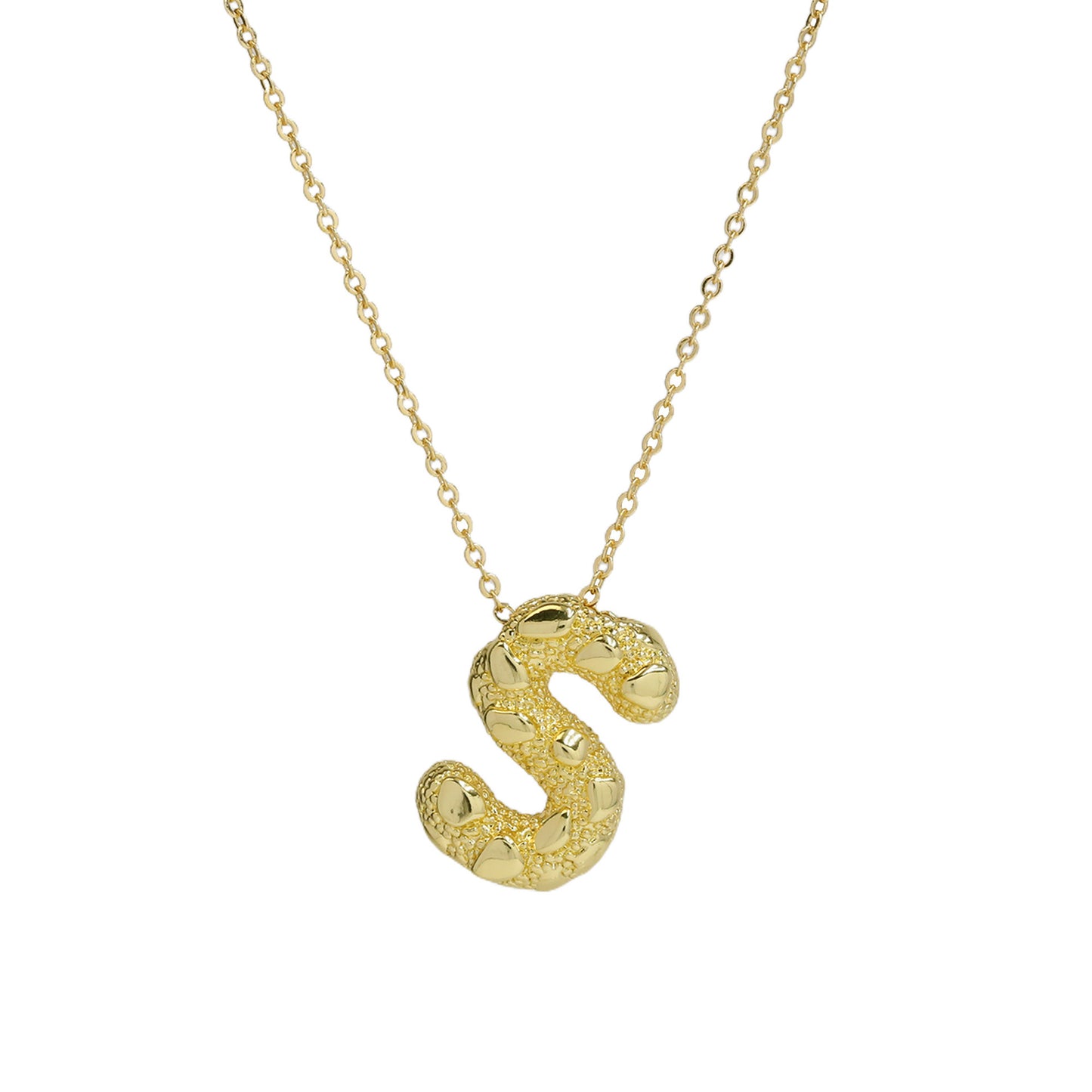 A-Z Textured Bubble Initial Necklace