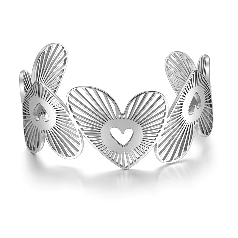 Hollow Heart Cuff Bracelet