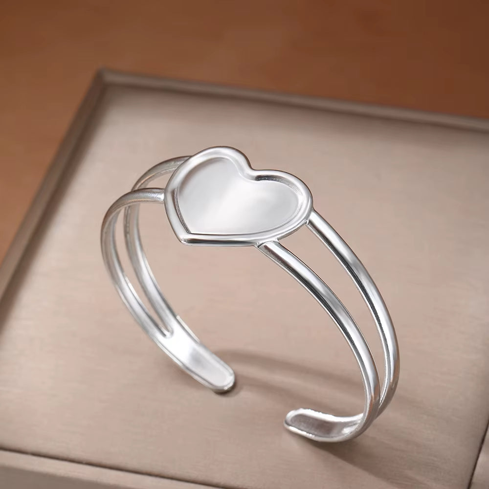 Filled Heart Cuff Bracelet