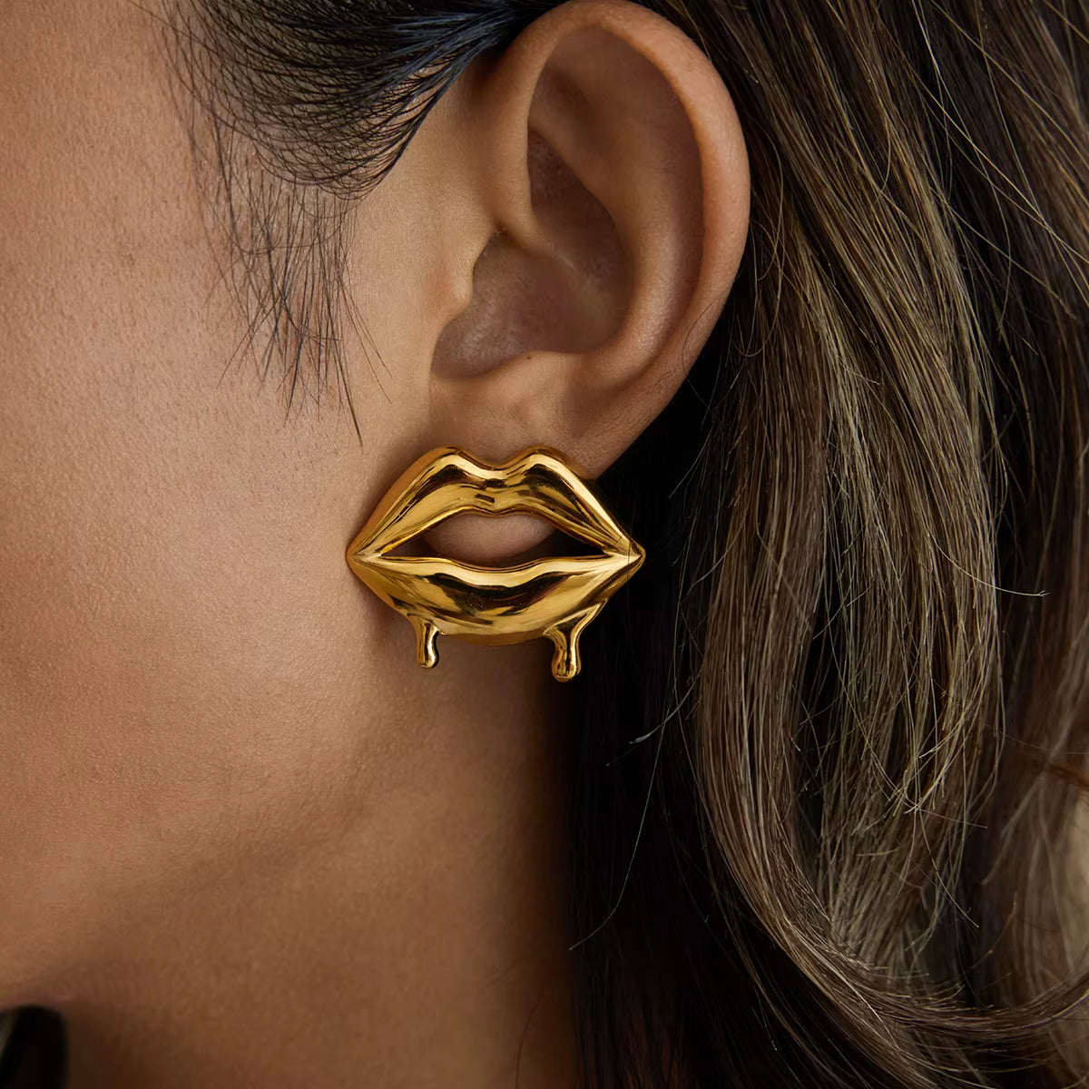 Liquid Lip Stud Earrings