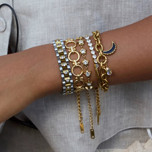 5pc Drop Moon Bracelet Stack