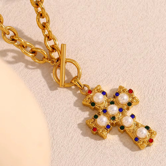 Royal Cross Pearl Necklace
