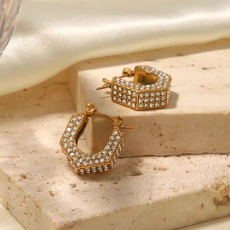 Pentagon Diamond Accented Earrings