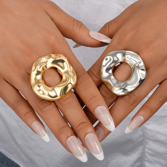 2pc Wavy Circle Ring Set