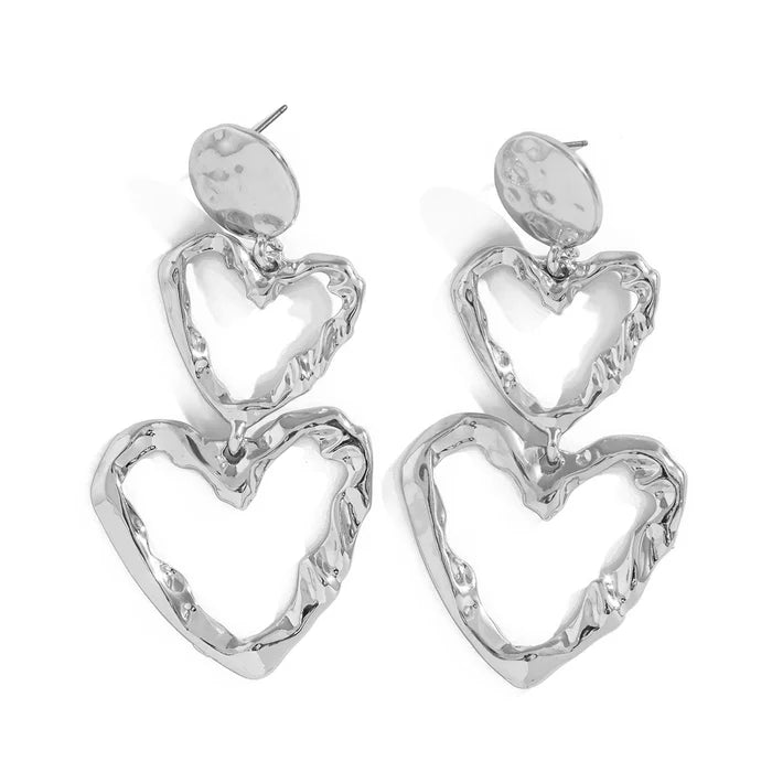 Tiered Heart Drop Earrings