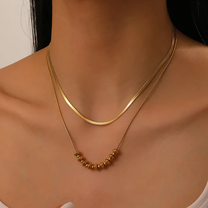2pc Beaded Herringbone Necklace Set