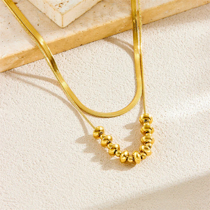 2pc Beaded Herringbone Necklace Set