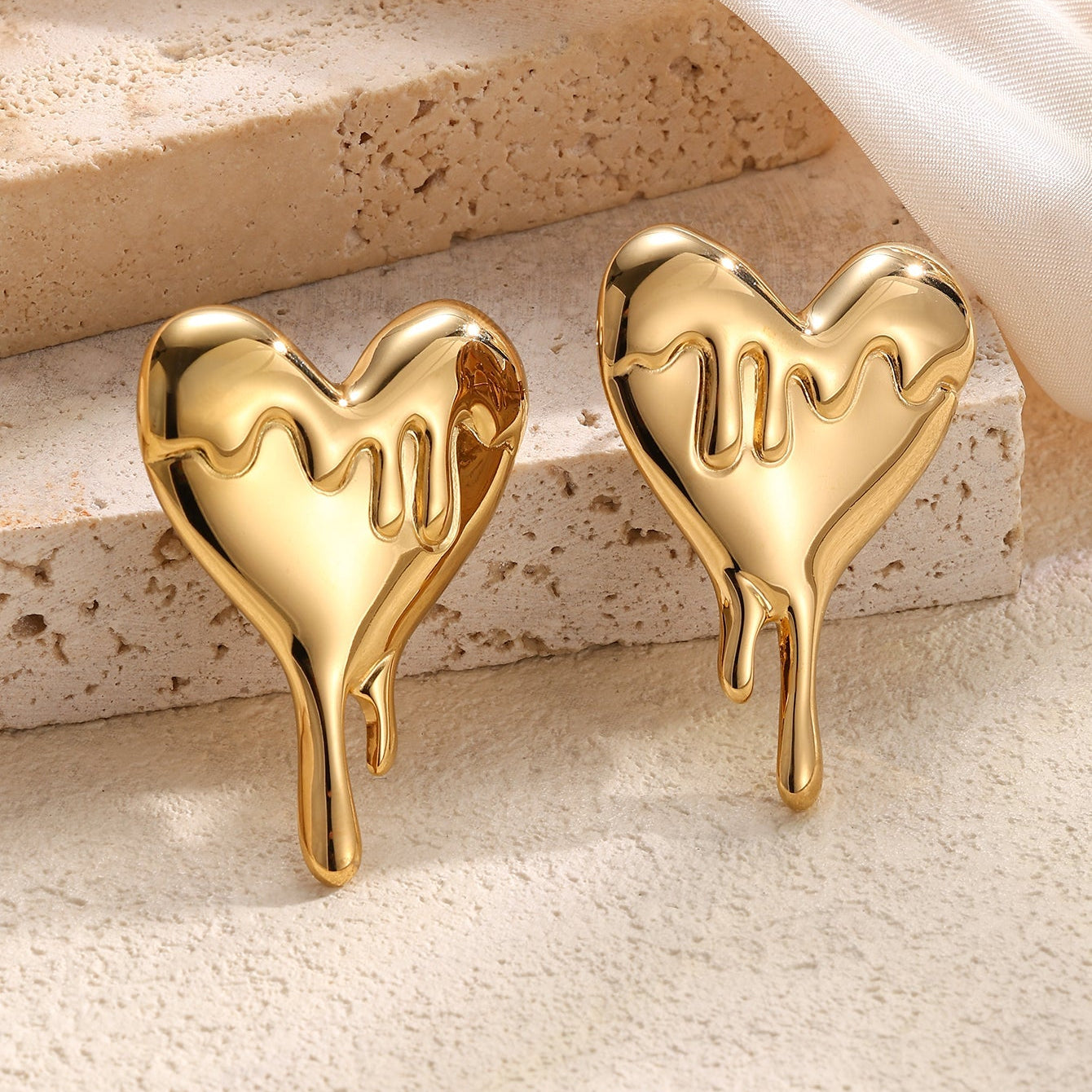 Melted Heart Statement Earrings