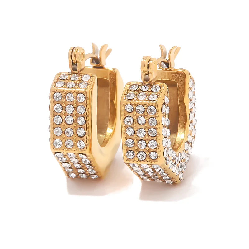 Pentagon Diamond Accented Earrings