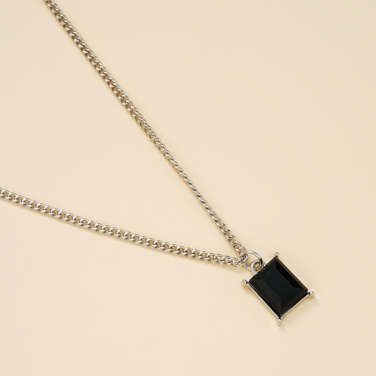 2pc Black Bead & Pendant Necklace Set