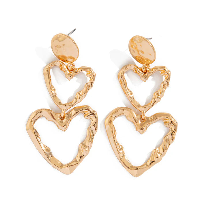 Tiered Heart Drop Earrings