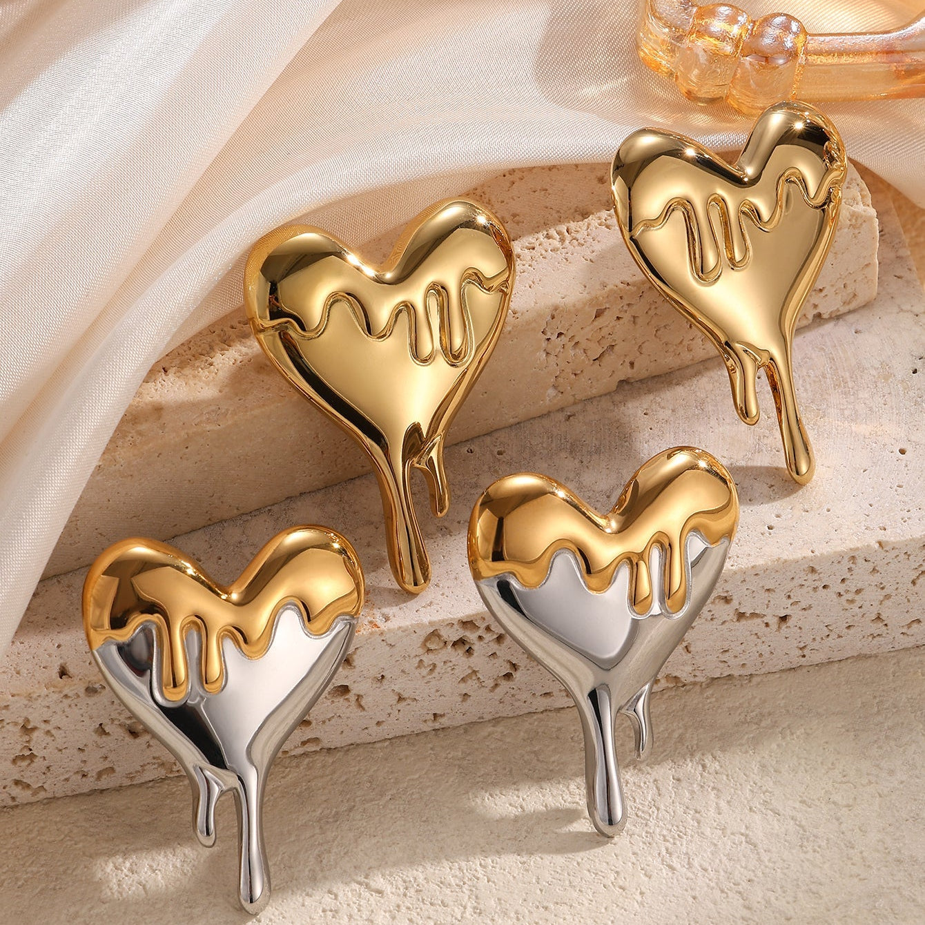 Melted Heart Statement Earrings