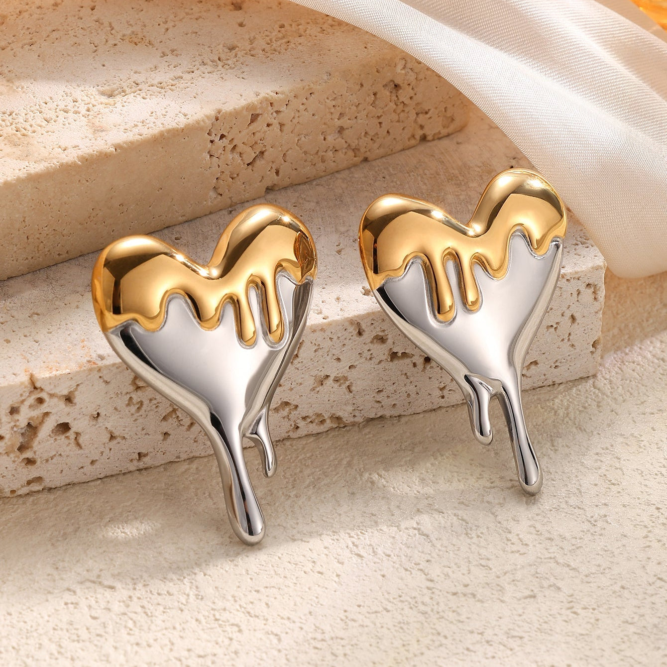 Melted Heart Statement Earrings