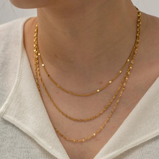 18K Classic Triple Layered Dainty Necklace
