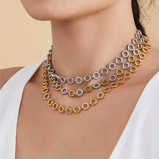 3pc Circle Link Chain Necklace
