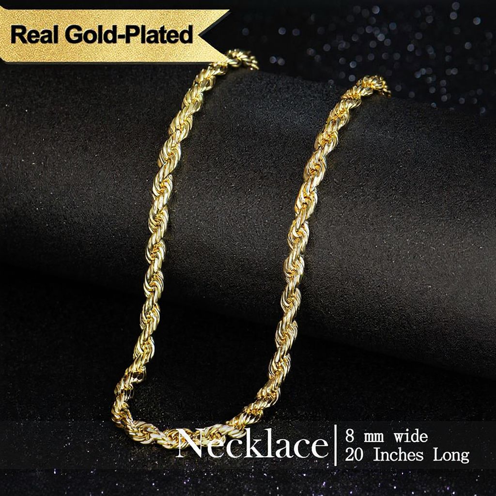14K Gold Plated Rope Chain Necklace