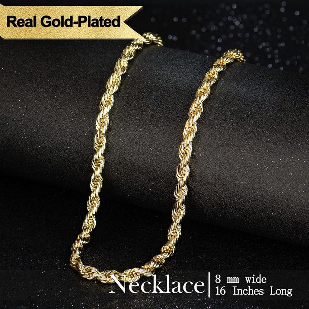 14K Gold Plated Rope Chain Necklace